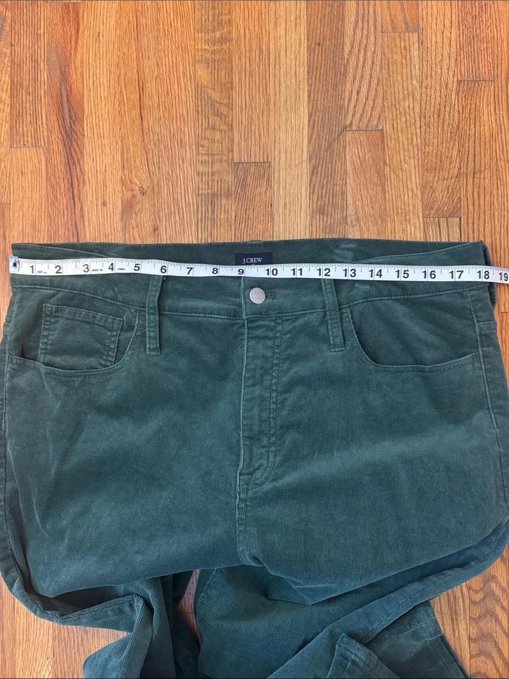 J. Crew Forest Green Straight-Leg Corduroy Pants, 33
